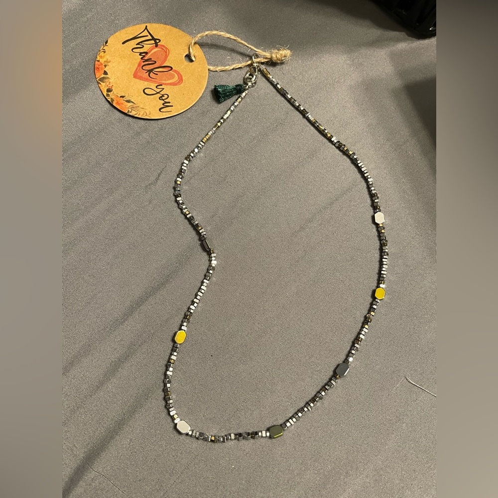 Silver and gold beaded necklace